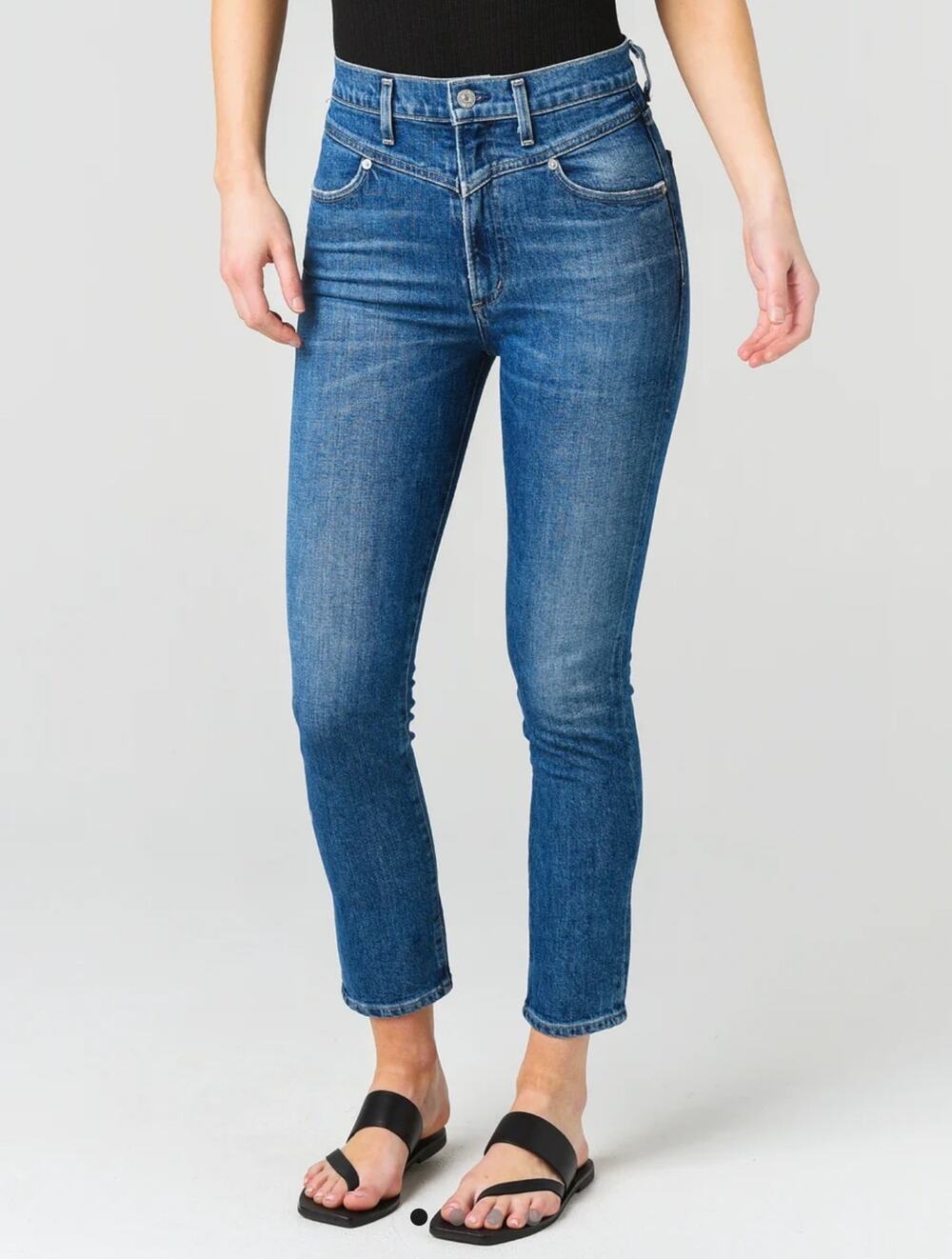 Citizens of Humanity Women's Medium Wash Blue Mia Front Yoke Slim Jeans Size 24